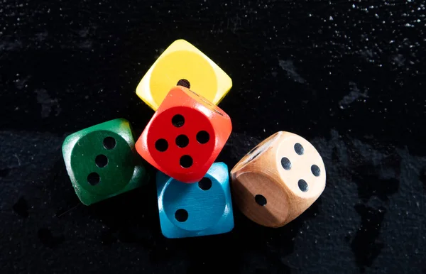 Representation Set Colored Game Dice Black Background — Stock Photo, Image