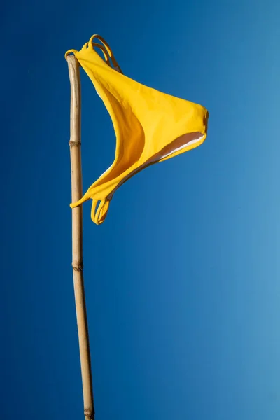 Photographic Shot Women Swimwear Hung Out Dry Summer Wind Flags — Stock Photo, Image