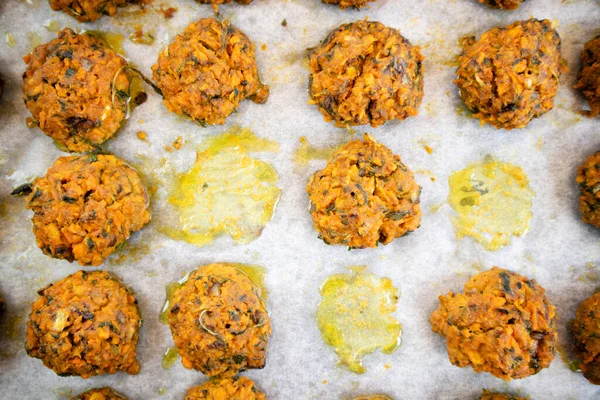 Représentation Photographique Une Assiette Falafel Fraîchement Cuit Préparé Avec Des — Photo