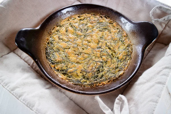 Veganská Omeleta Kuchyně Přírodních Ingrediencí Jako Cizrna Mouka Agretti — Stock fotografie