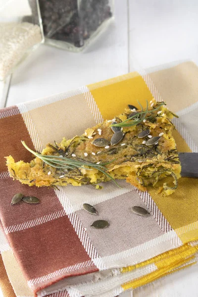 Vegan Cuisine Slice Omelette Made Natural Ingredients Agretti Chickpea Flour — Stok fotoğraf
