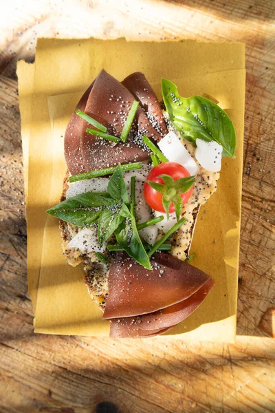 Photographic Presentation Bruschetta Made Completely Vegan Ingredients — Stock Photo, Image