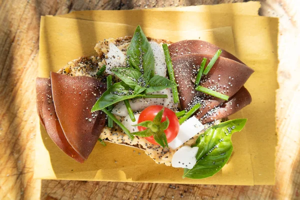 Photographic Presentation Bruschetta Made Completely Vegan Ingredients — Stock Photo, Image