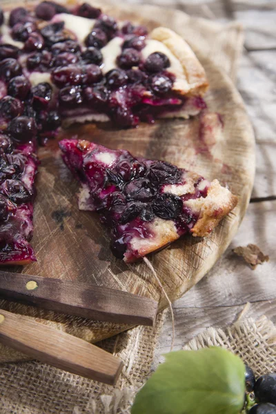 Focaccia with red grape strawberry — Stock Photo, Image