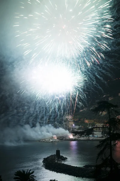 Fuegos artificiales Recco Italia — Foto de Stock