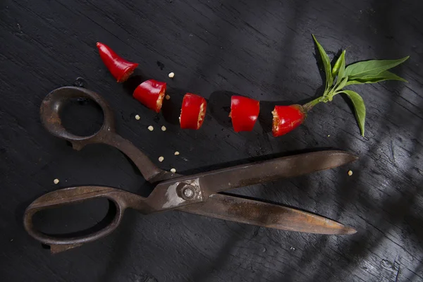 Corte a pimenta vermelha — Fotografia de Stock