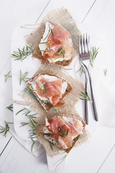 Bread, cheese and ham — Stock Photo, Image