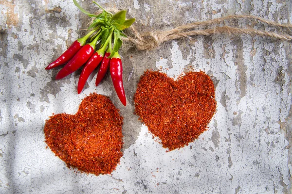 Srdce chilli papriček — Stock fotografie