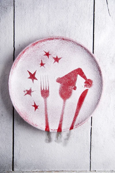 Christmas red plate — Stock Photo, Image