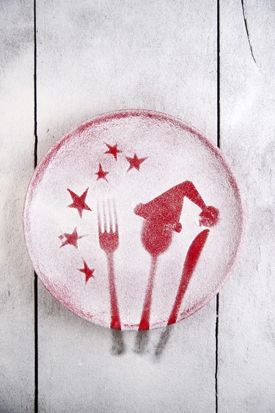 Christmas red plate — Stock Photo, Image