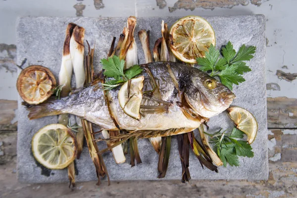 Sea bream baked in the oven — Stock Photo, Image