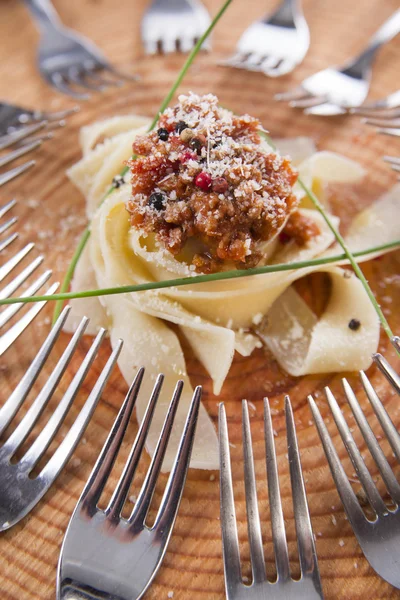 Pappardelle with meat sauce — Stock Photo, Image