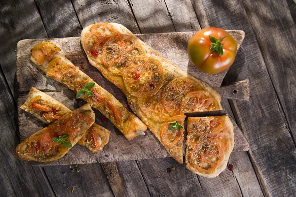 Focaccia with tomato — Stock Photo, Image