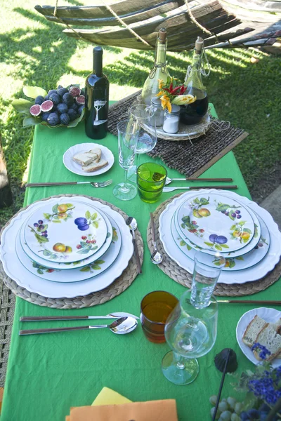 Outdoor dining table — Stock Photo, Image