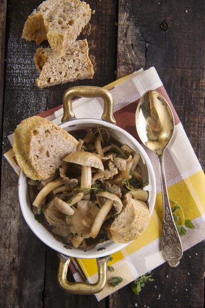 Mushroom soup Pioppino — Stock Photo, Image