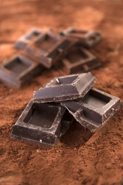 Cubes of dark chocolate