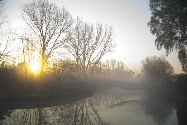 Sunrise on the river — Stock Photo, Image