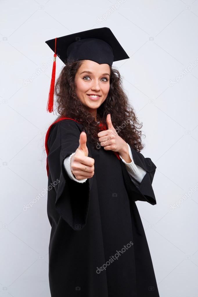 Female student in graduation gown