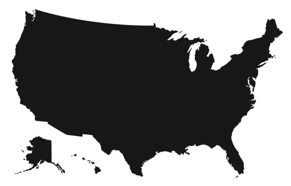 Landkartensilhouette Karte Von Amerika Und Regionen Hintergrund Usa — Stockvektor