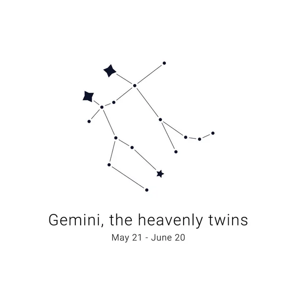 Gémeos Gémeos Celestiais Constelação Data Nascimento — Vetor de Stock