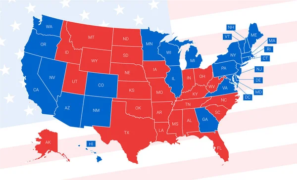 アメリカの選挙結果マップ アメリカ大統領選挙の結果 — ストックベクタ