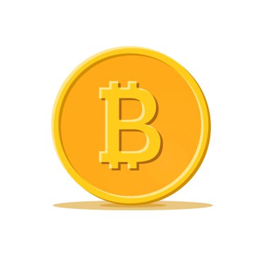 Beyaz arkaplanda parlak bitcoin altın para çizimi
