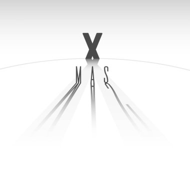 Stilize Xmas harf dizaynı. Siyah ve beyaz Noel çizimleri