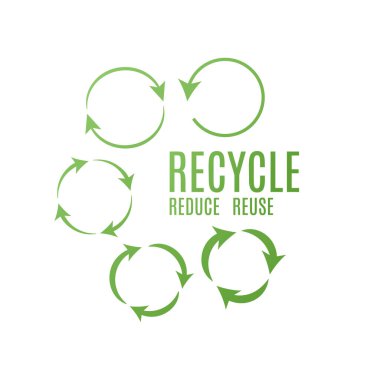 Dairesel simge koleksiyonu. Yeşil geri dönüşüm işaretleri illüstrasyonu