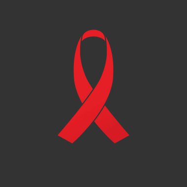 AIDS kırmızı saten kurdelesi. Farkındalık işareti düz illüstrasyon