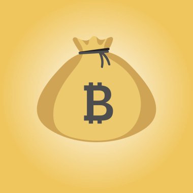 Bitcoin işaretli basit para çantası simgesi