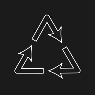 Siyah ve beyaz üçgen şekilli geri dönüşüm simgesi çizimi.