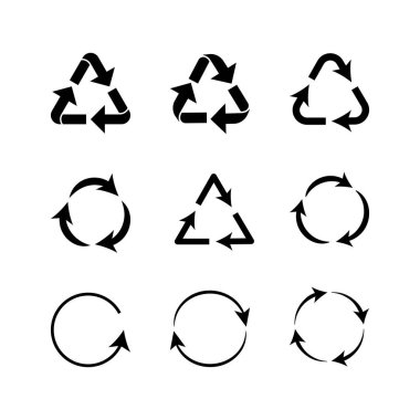 Beyaz arkaplanda izole edilmiş geri dönüşüm simgeleri kümesi