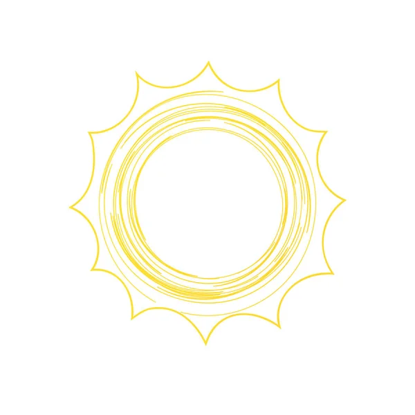 Obrys Slunce Čmáranice Ilustrace Bílém Pozadí — Stockový vektor
