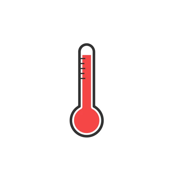 Hoge Temperatuur Thermometer Pictogram Platte Illustratie Van Witte Achtergrond — Stockvector