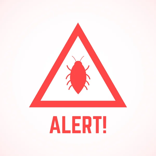 Bug Warnung Rotes Dreieckiges Symbol Isoliert Auf Weißem Hintergrund — Stockvektor