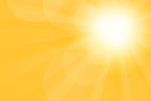 Vybuchlo Žluté Slunce Bílé Paprsky Světla Obloze — Stockový vektor