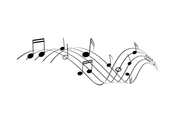 Лінія Музичних Нот Кьорлінг Персоналу Ілюстрація Білому Тлі — стоковий вектор