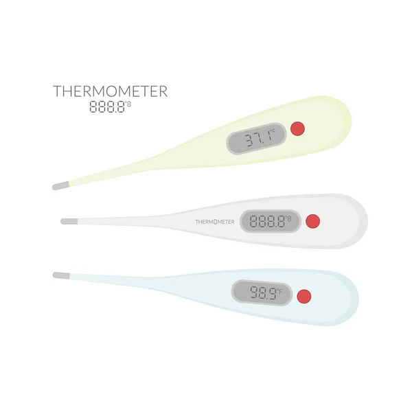 Set Van Moderne Digitale Temperatuurmeetapparatuur — Stockvector