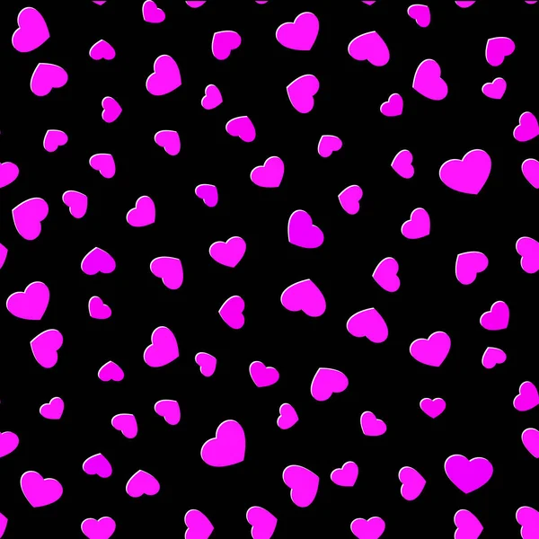 Seamless Hearts Pattern Love Symbol Black Background — Stock Vector
