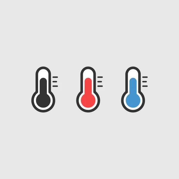 温度計のアイコン フラットフラスコ記号のセット — ストックベクタ