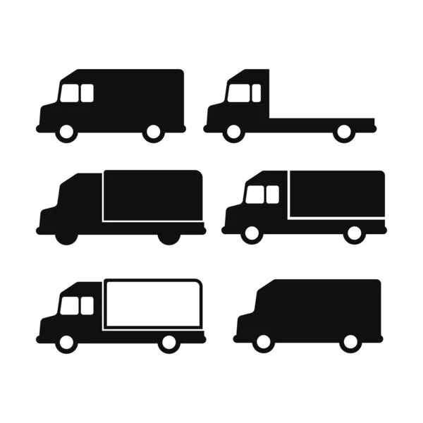 Vrachtwagen Pictogrammen Ingesteld Collectie Silhouetten Voor Vrachtwagenillustraties — Stockvector