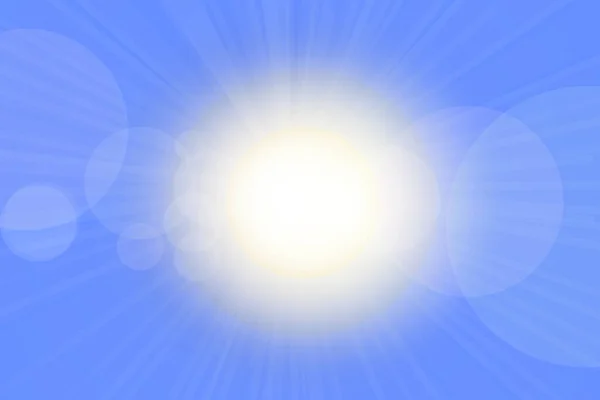 Ilustración Rayos Sol Cielo Azul Sin Nubes Con Luz Solar — Vector de stock