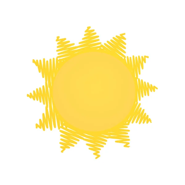 Simples Delineado Amarelo Sol Doodle Ícone Ilustração —  Vetores de Stock