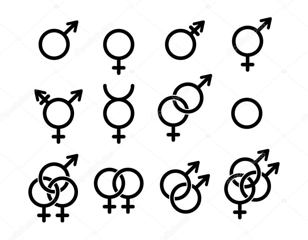 Set of human gender and sexual orientation signs