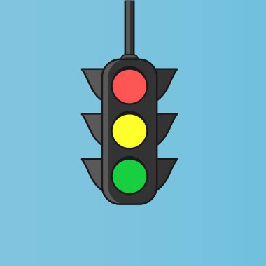Trafik lambası tabelası astı. Düz simge illüstrasyonu