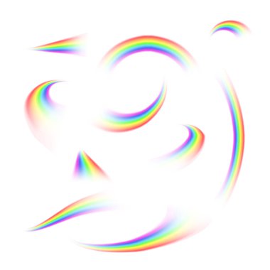 Beyaz arkaplanda izole edilmiş gökkuşağı ışınları