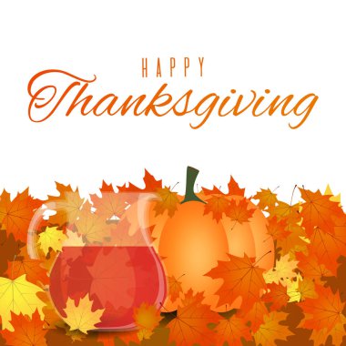 Sonbahar yaprakları Şükran Günü arkaplanı. Beyaz arkaplanda vektör tebrik kartı izole edildi