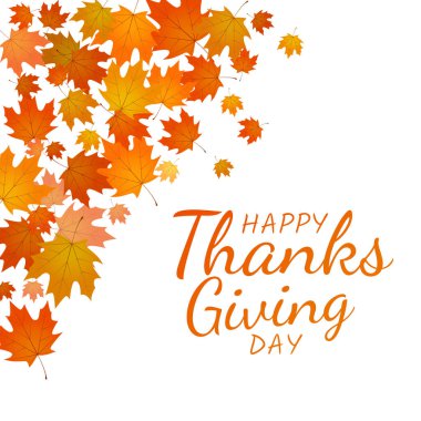 Sonbahar yaprakları arka planı. Mutlu şükran günü illüstrasyonları