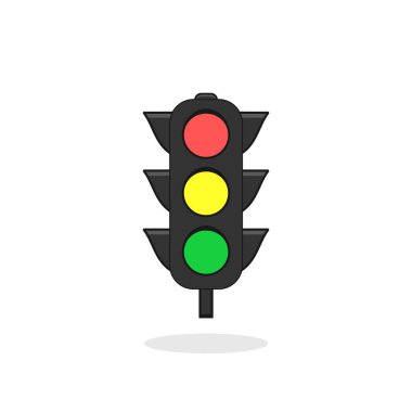 Tasarım için basit trafik ışığı düz simgesi çizimi