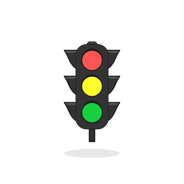 Simple traffic light flat icon illustration for design clipart